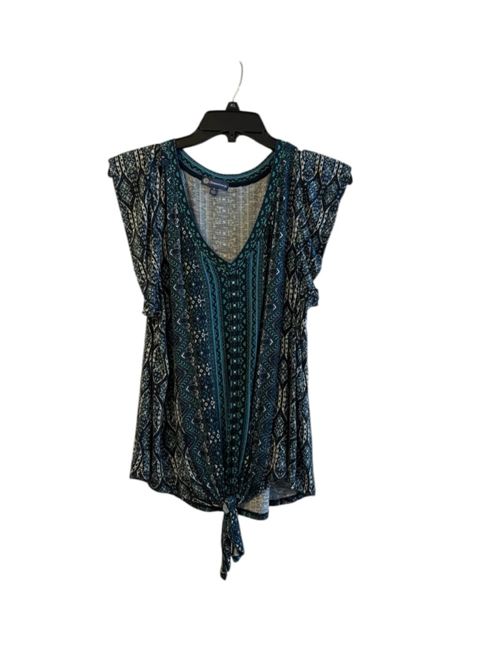 Democracy turquoise flutter sleeve top